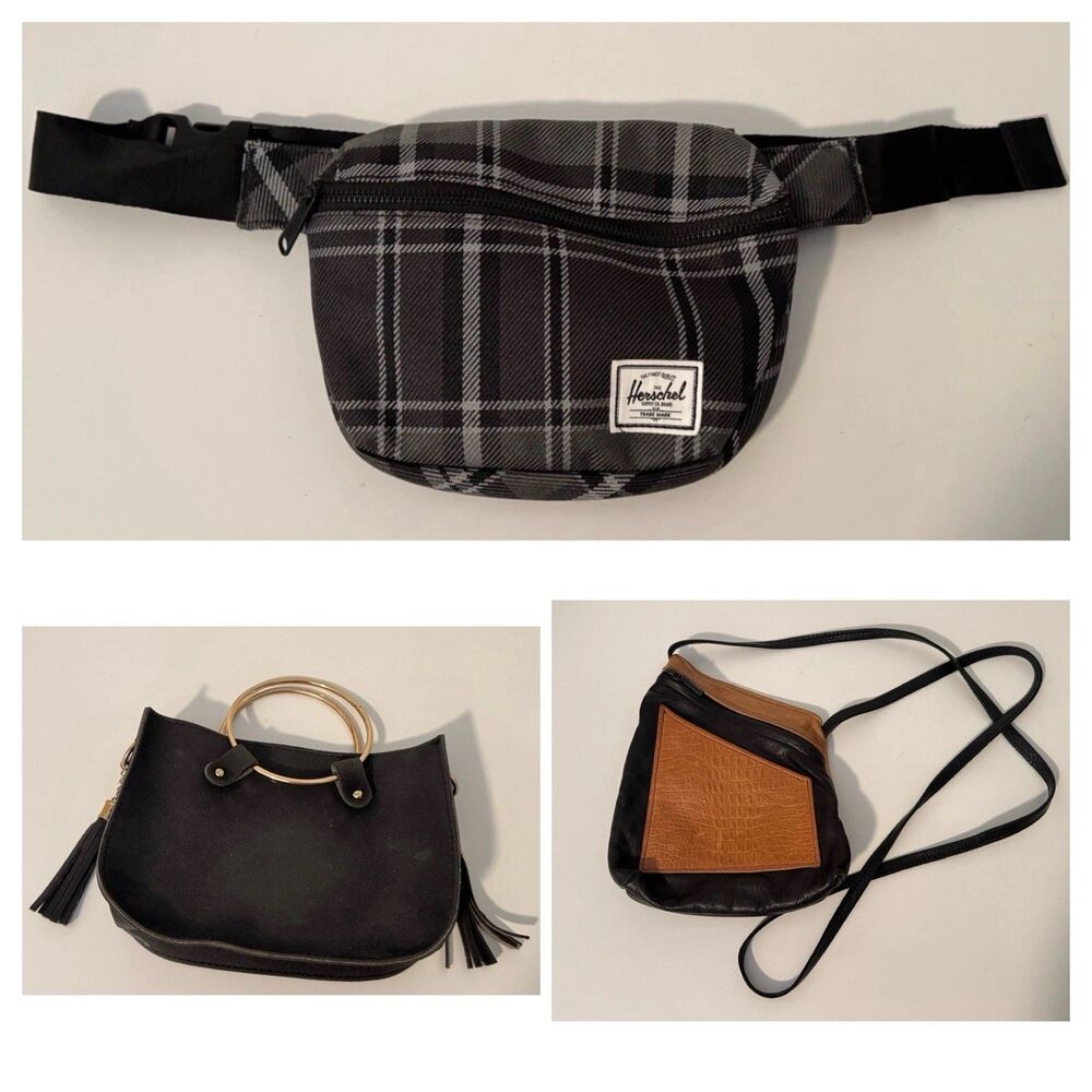 All Three(3) BUNDLE- Plaid Belt Bag, Crossbody AND Mini Purse